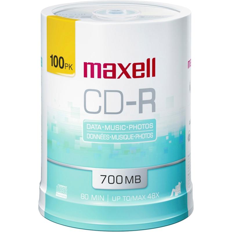 Maxell CD-R Media Spindle, 700MB, Pack Of 100 (Min Order Qty 2) MPN:648720