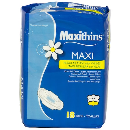Maxithins Regular w/ Wings, 18/Bag, PK12 MPN:MT37400