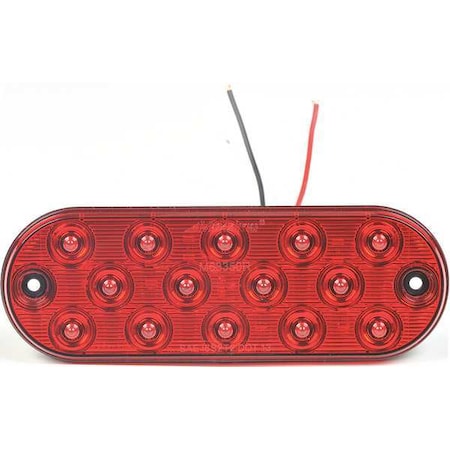 Stop/Turn/Tail Light, Oval, Red, 6-1/2