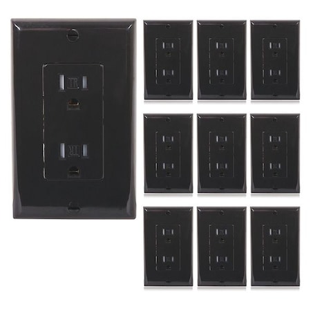 Black Wall Outlet 15 Amps, PK10 MPN:MEW-R100B-10