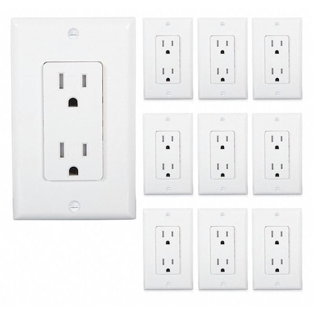 Tamper Resistant Duplex Receptacle Wall Outlet, Number of Gangs: 1 Black MPN:MEW-R100W-10