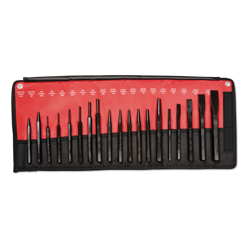 Mayhew Tools 19 Piece Punch & Chisel Kits, Pointed; Round, English, Pouch MPN:479-61019