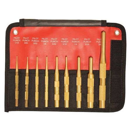 Brass Pilot Punch Set, 9pcs MPN:61367