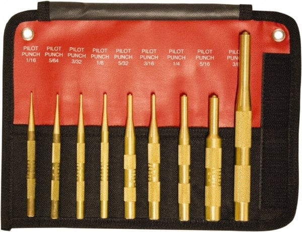 Brass Pilot Punch Kit Punch Set: 9 Pc, 0.0625 to 0.375