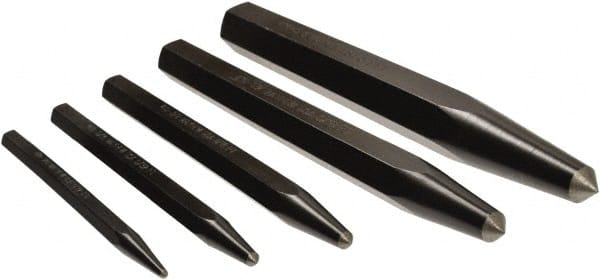 Center Punch Set: 5 Pc, 0.0938 to 0.375
