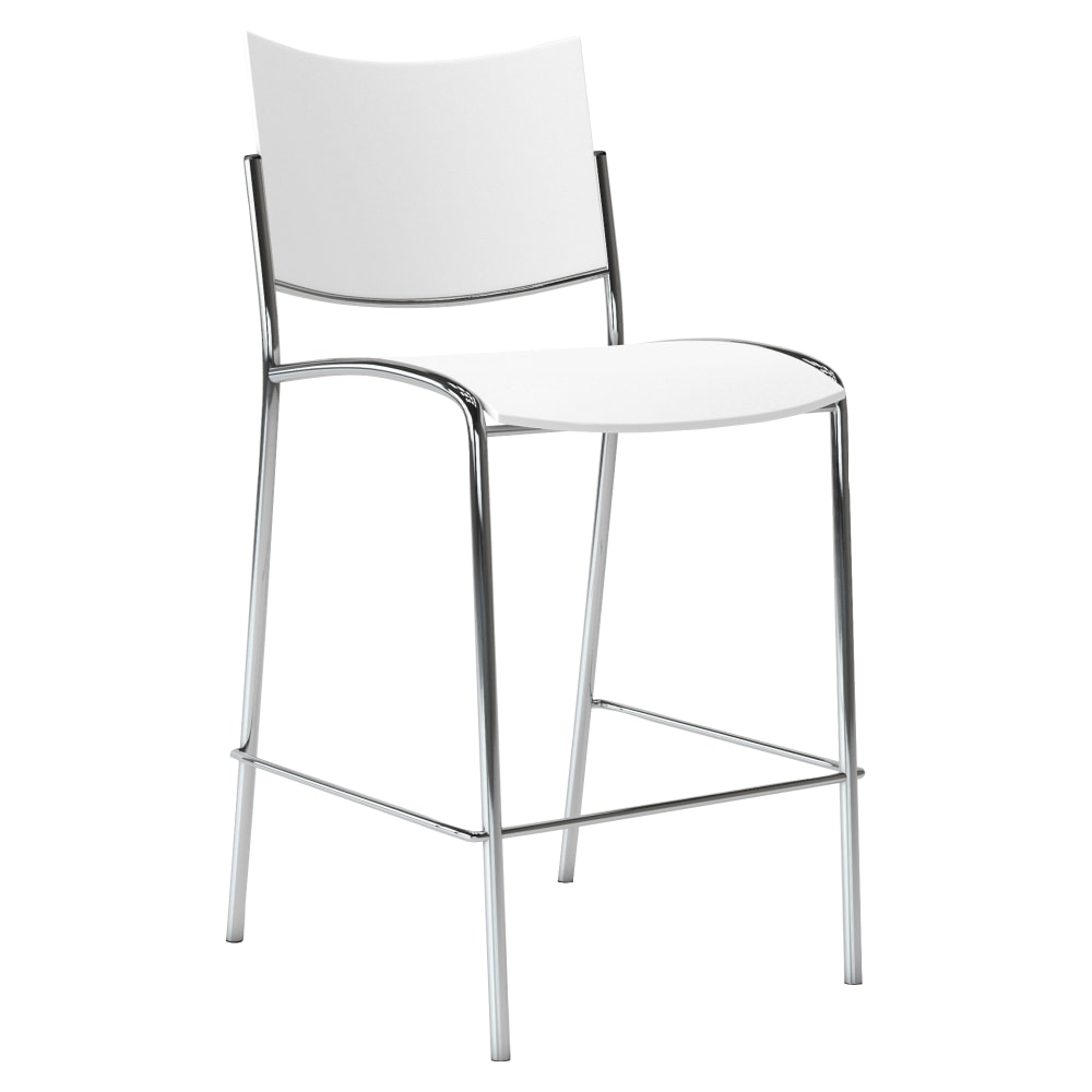 Mayline Escalate Stackable Stools, White/Silver, Set Of 2 MPN:ESS2W