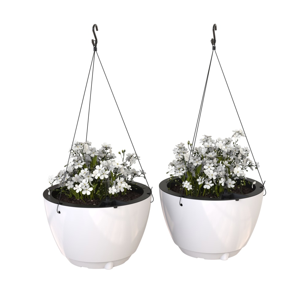 Mayne Caprio Hanging Planters, 9inH, White, Set Of 2 Planters MPN:3886-W