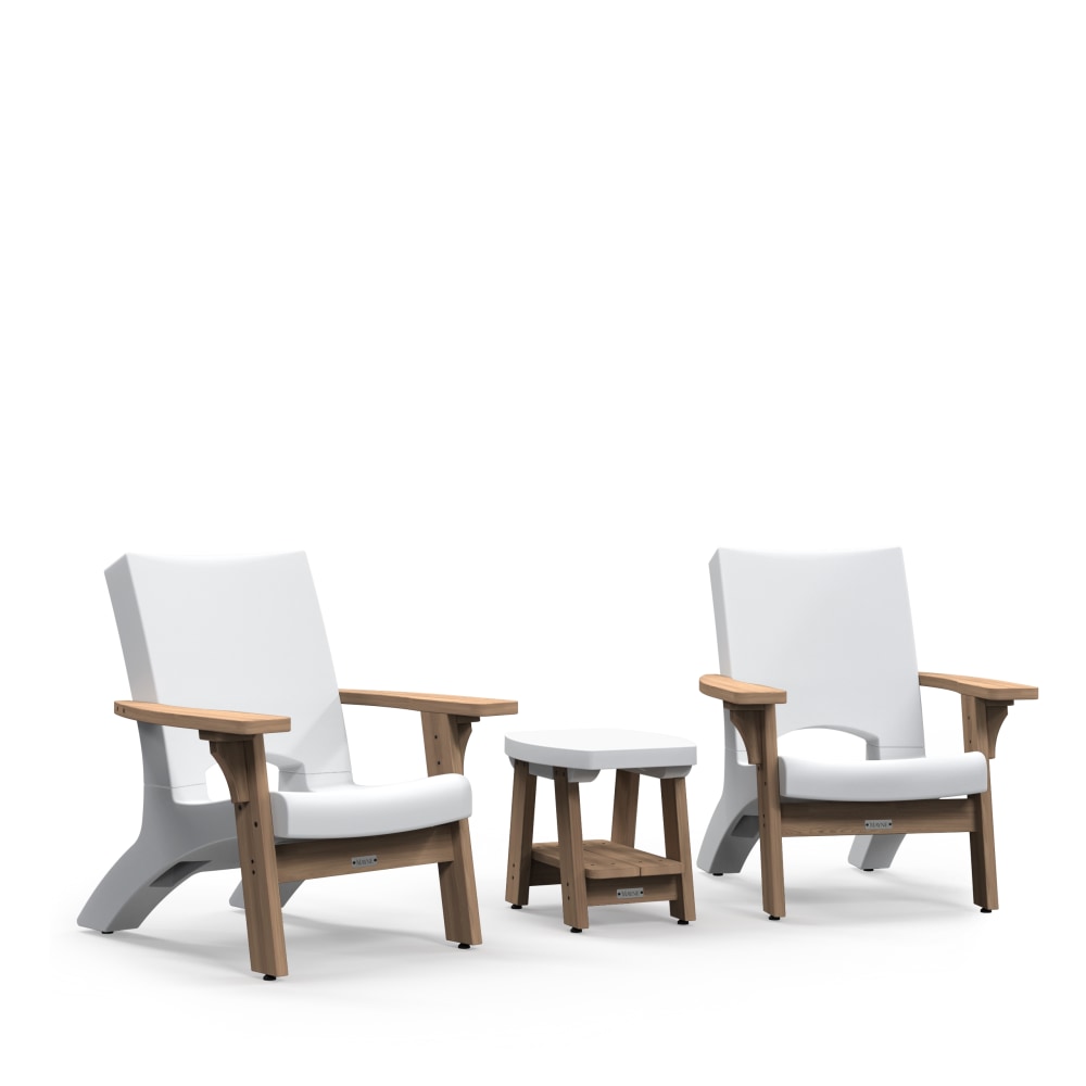 Mayne Mesa Resin And Wood Outdoor Furniture 3-Piece Patio Conversation Set, 37-3/4inH x 33inW x 36-5/8inD, White MPN:8705-W