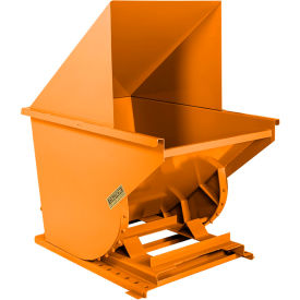 Wright® Light Duty Steel Hooded Self Dumping Hopper 1 Cu. Yd. 4000 lb. Capacity Orange 10055-ORG-10044H