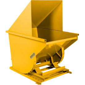 Wright® Light Duty Steel Hooded Self Dumping Hopper 1 Cu. Yd. 4000 lb. Capacity Yellow 10055-YEL-10044H