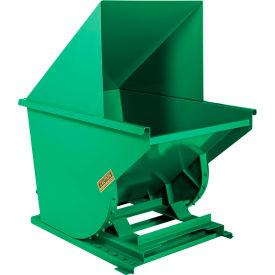 Wright® Medium Duty Steel Hooded Self Dumping Hopper 1 Cu. Yd. 5000 lb. Capacity Green 10077-GRN-10044H
