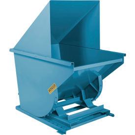 Wright® Medium Duty Steel Hooded Self Dumping Hopper 1 Cu. Yd. 5000 lb Capacity Polymer Blue 10077-PLYBL-10044H