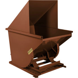 Wright® Heavy Duty Steel Hooded Self Dumping Hopper 1 Cu. Yd. 6000 lb. Capacity Brown 10099-BRN-10044H