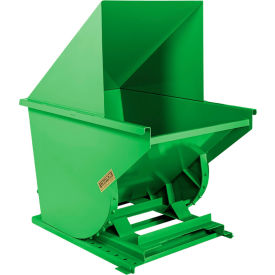 Wright® Heavy Duty Steel Hooded Self Dumping Hopper 1 Cu. Yd. 6000 lb. Capacity Green Byte 10099-GNBT-10044H