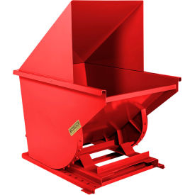 Wright® Heavy Duty Steel Hooded Self Dumping Hopper 1 Cu. Yd. 6000 lb. Capacity Red 10099-RED-10044H
