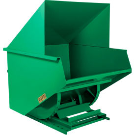 Wright® Light Duty Steel Hooded Self Dumping Hopper 2 Cu. Yd. 4000 lb. Capacity Green 20055-GRN-20044H