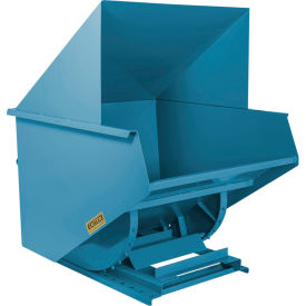 Wright® Medium Duty Steel Hooded Self Dumping Hopper 2 Cu. Yd. 6000 lb Capacity Polymer Blue 20077-PLYBL-20044H