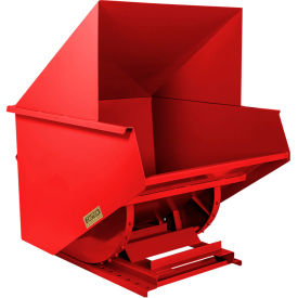 Wright® Medium Duty Steel Hooded Self Dumping Hopper 2 Cu. Yd. 6000 lb. Capacity Red 20077-RED-20044H