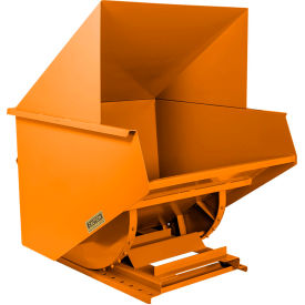 Wright® Heavy Duty Steel Hooded Self Dumping Hopper 2 Cu. Yd. 7000 lb. Capacity Orange 20099-ORG-20044H