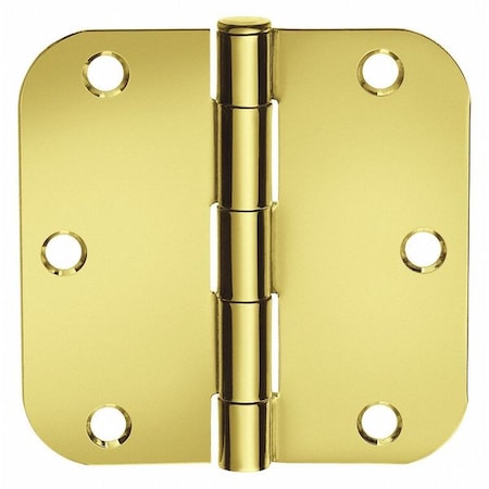 Door and Butt Hinge, Steel, Full Mortise Mounting, 1 1/4 in Leaf W x 3 1/2 in Leaf H, Bright Brass MPN:3½x3½ 1458 3