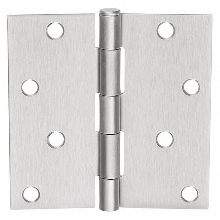 Butt Hinge, Steel, Flush Mounting, 1 7/16 in Leaf W x 3 1/2 in Leaf H, Satin Chrome MPN:55319
