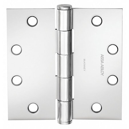 Butt Hinge, Steel, Flush Mounting, 1 7/16 in Leaf W x 3 1/2 in Leaf H, Bright Chrome MPN:55327