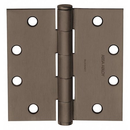 Butt Hinge, Steel, Flush Mounting, 1 7/16 in Leaf W x 3 1/2 in Leaf H, Oil Rubbed Bronze MPN:55333