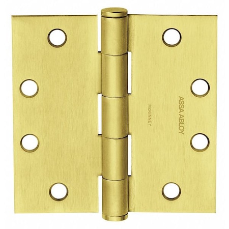 Butt Hinge, Steel, Flush Mounting, 1 7/16 in Leaf W x 3 1/2 in Leaf H, Satin Brass MPN:55337