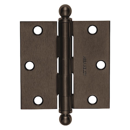Butt Hinge, Steel, Flush Mounting, 1 7/16 in Leaf W x 3 1/2 in Leaf H, Oil Rubbed Bronze MPN:55348