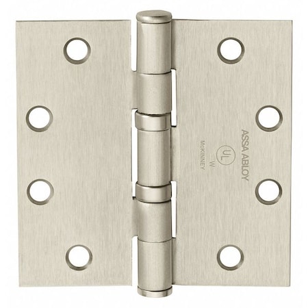 Butt Hinge, Steel, Flush Mounting, 1 7/16 in Leaf W x 3 1/2 in Leaf H, Satin Chrome MPN:55393