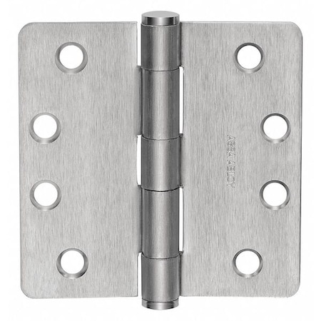 Butt Hinge, Steel, Flush Mounting, 1 7/16 in Leaf W x 3 1/2 in Leaf H, Satin Chrome MPN:55438