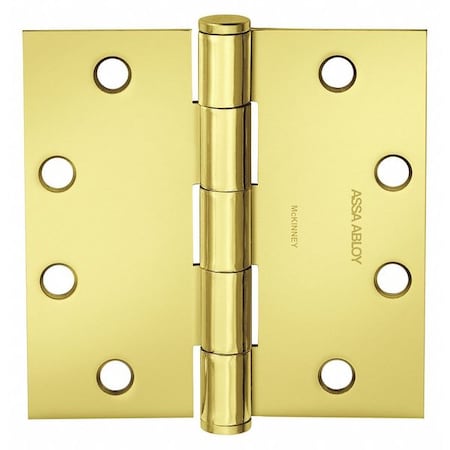 Butt Hinge, Steel, Flush Mounting, 1 11/16 in Leaf W x 4 in Leaf H, Bright Brass MPN:55491