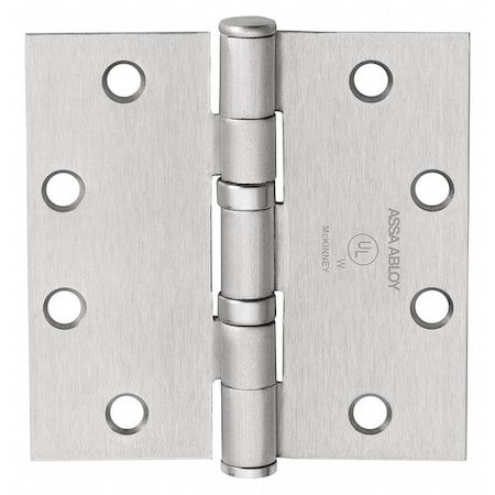 Butt Hinge, Steel, Flush Mounting, 1 11/16 in Leaf W x 4 in Leaf H, Satin Chrome MPN:55571
