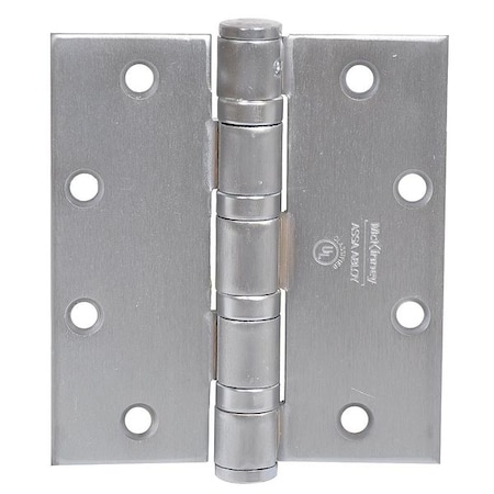 Door and Butt Hinge, Steel, Full Mortise Mounting, 2 1/4 in Leaf W x 5 in Leaf H, Dull Chrome MPN:T4A3786 BB NRP 5