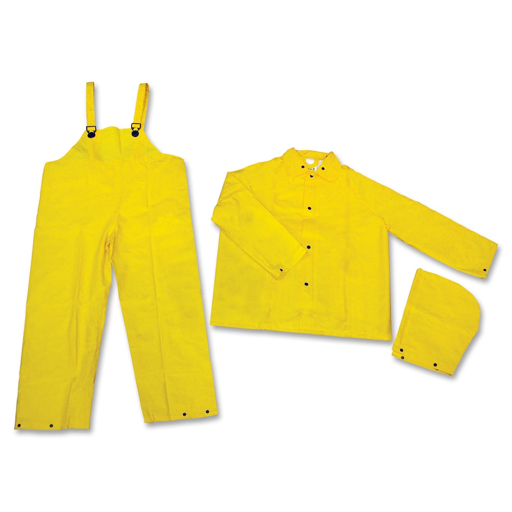 MCR Safety 3-Piece Rainsuit, Medium, Yellow MPN:2003M