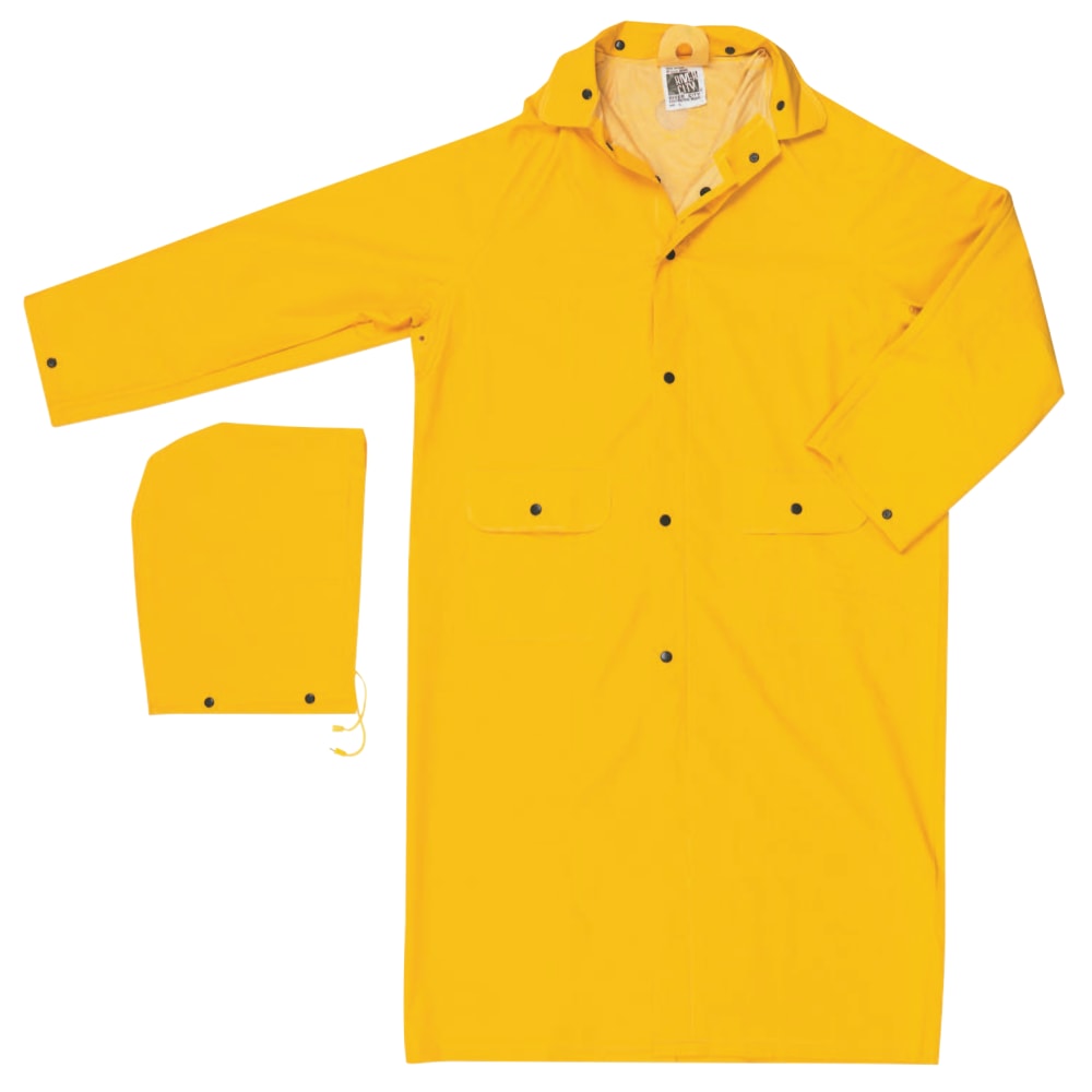 MCR Safety Classic Rain Coat, Detachable Hood, 0.35 mm PVC/Poly, Yellow, 49 in 3X Large MPN:200CX3