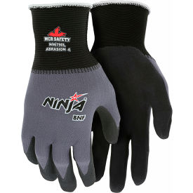 MCR Safety Ninja BNF Gloves 15 Gauge Nylon Nitrile Coated Palm/Fingertips 12 Pairs N96790S