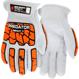 MCR Safety Predator Gloves Impact 1 Goatskin CutPro A9 Orange/White M PD43612M
