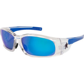 MCR Safety® Swagger® SR148B Safety Glasses SR1 Clear Frame Black TPR Temples Blue Lens SR148B