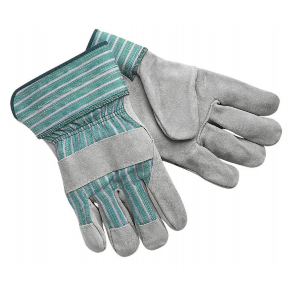 MCR Safety Select Shoulder Split Cow Gloves, Large, Green/Pink, Pack Of 12 MPN:1350