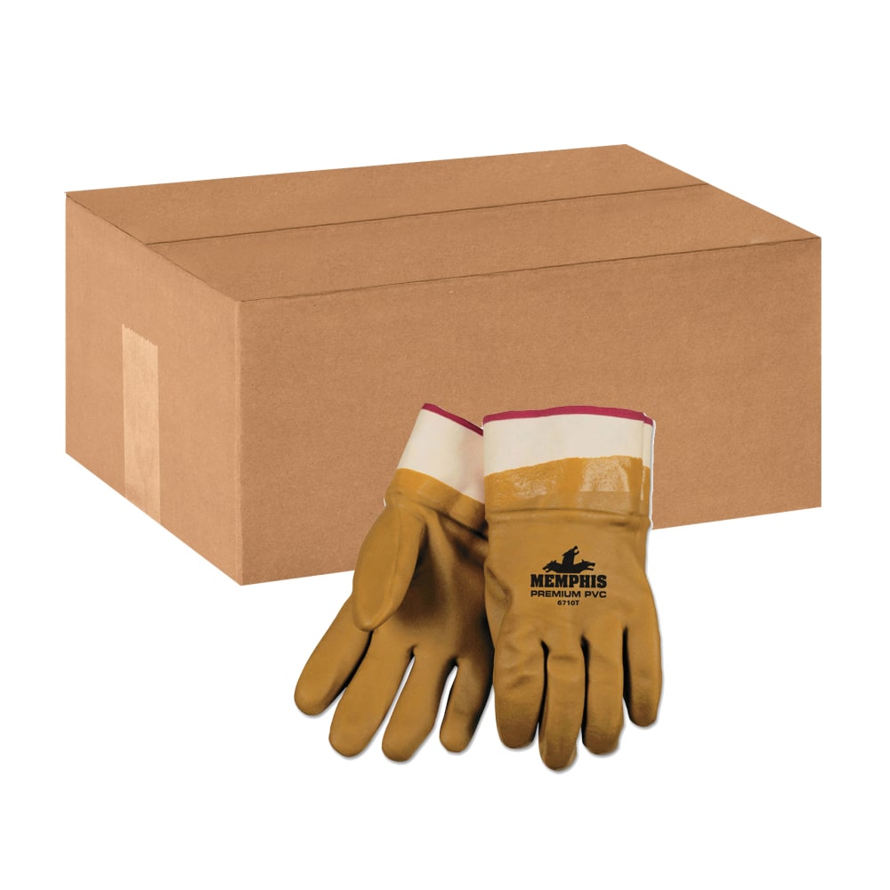 MCR Safety Foam-Lined PVC Safety Gloves, Large, Orange/Sandy, Box Of 12 MPN:6710T