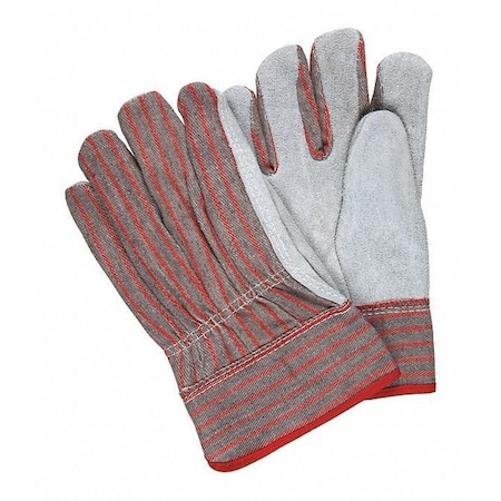 Leather Palm Gloves, Safety Cuff Cuff, Straight Thumb, Large, 12 PK MPN:1080