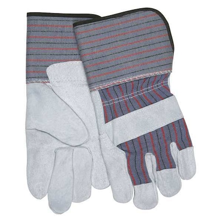 Leather Palm Gloves, Cotton Canvas, Gauntlet Cuff, Wing Thumb, L, 1 PR MPN:12011