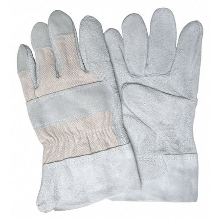 Leather Palm Gloves, Leather Safety Cuff Cuff, Wing Thumb, Gray/Green (Palm), White (Back), L MPN:1240