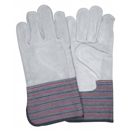 Leather Palm Gloves, Cowhide, Rubberized Gauntlet Cuff Cuff, Wing Thumb, L, 12 PK MPN:1318