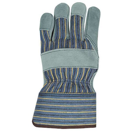 Leather Gloves, Cotton, Safety Cuff, Wing Thumb, Blue, L MPN:1400RH