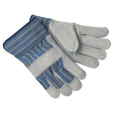 Leather Gloves, Cowhide, Safety Cuff, Wing Thumb, Full Finger, Gray, S, 1 PR MPN:1400S