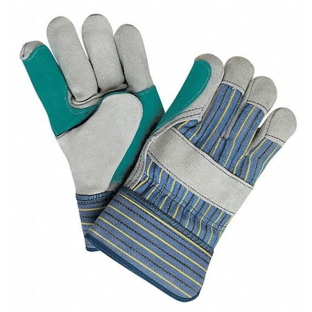 Leather Gloves, Cowhide, Safety Cuff, Wing Thumb, Full Finger, Gray, L, 12 PK MPN:1411A