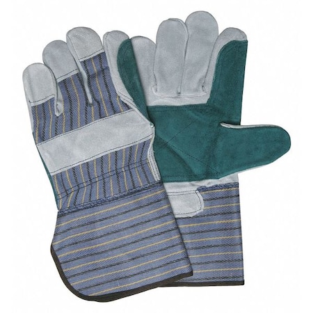 Leather Gloves, Cowhide, Gauntlet Cuff, Wing Thumb, Full Finger, Gray, L, 12 PK MPN:1412A