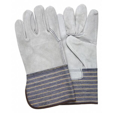 Leather Gloves, Cowhide, Gauntlet Cuff, Wing Thumb, Full Finger, Gray, L, 12 PK MPN:1418A